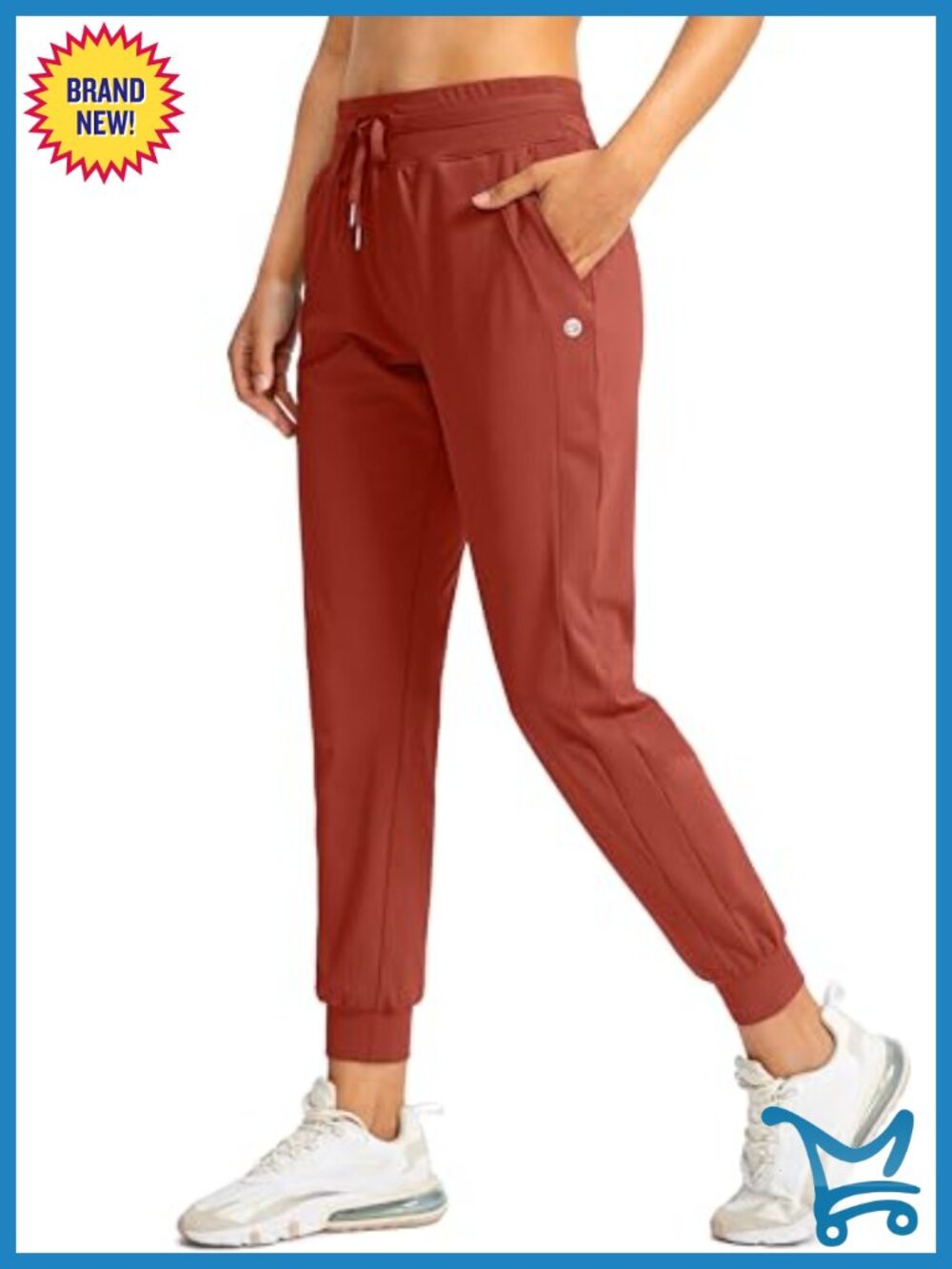 Women's High Waisted Joggers with Zipper Pockets Tapered Leg Cuffed Ankle